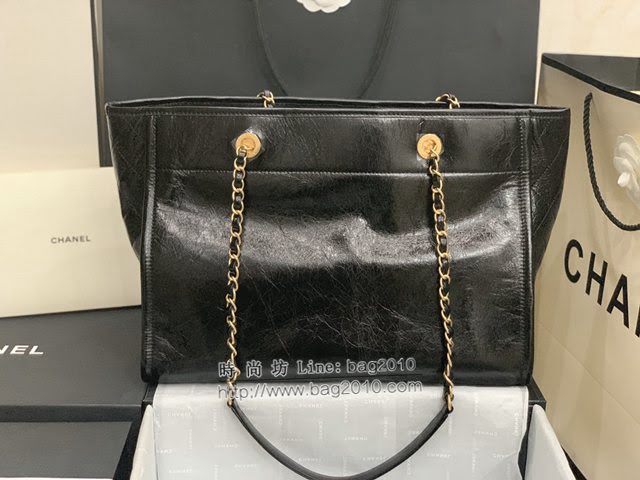 Chanel女包 香奈兒專櫃最新款小號購物袋 Chanel臘牛皮購物袋 8376  djc4338